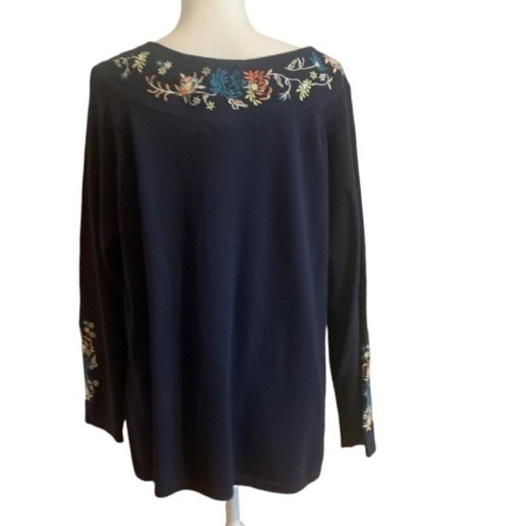 Christopher & Banks Navy Blue Embroidered Sweater - Picture 3 of 10